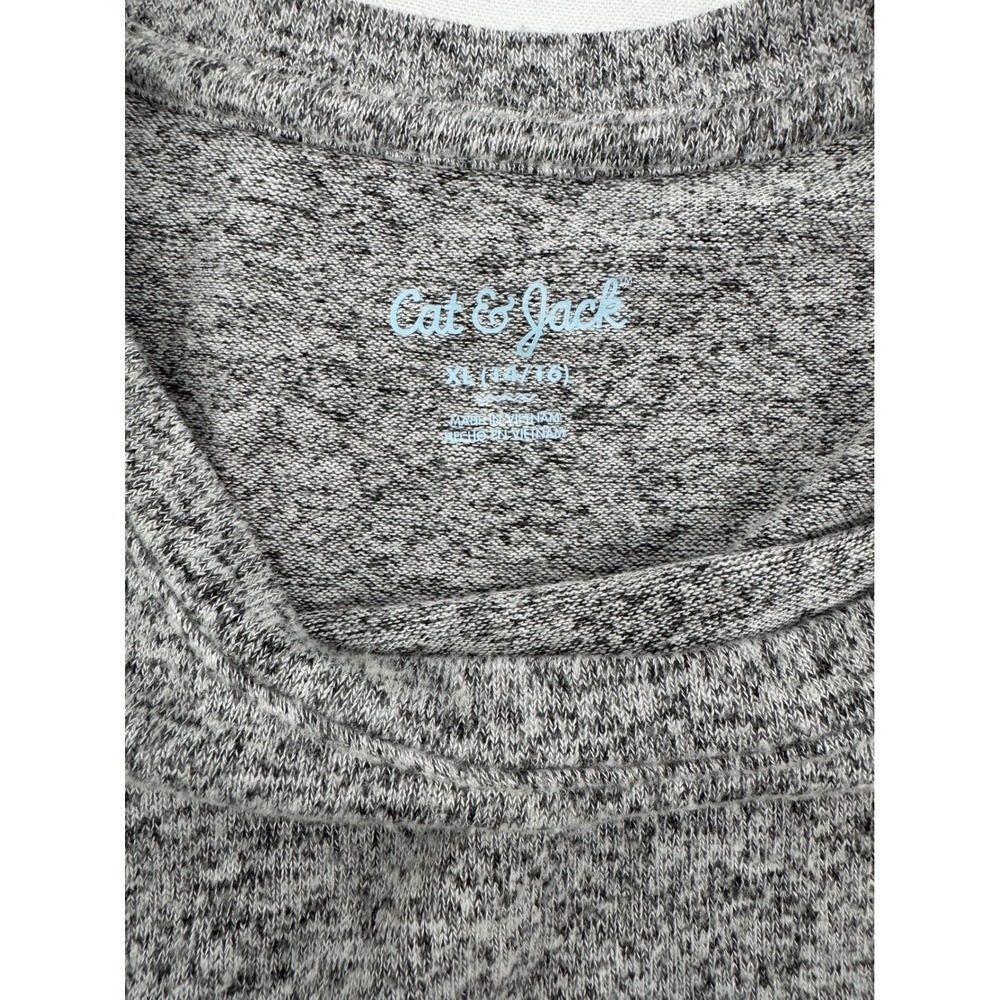 Cat & Jack Girls XL 14/16 Heather Gray Ruffle Sleeve Knot Waist Knit Dress - Picture 7 of 8
